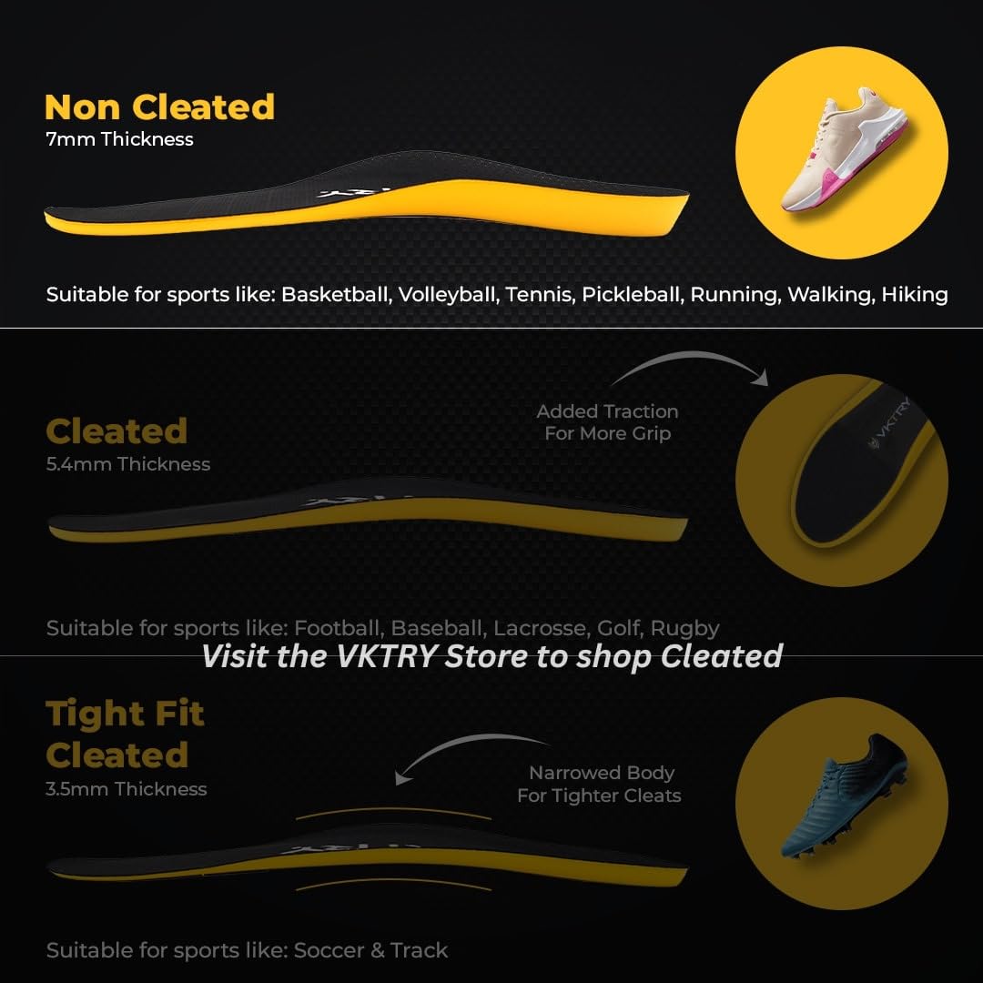 VKTRY カーボンファイバーインソール ブラック/イエロー VKTRY Silver VK Shock-Absorbing Performance Orthotic Insoles